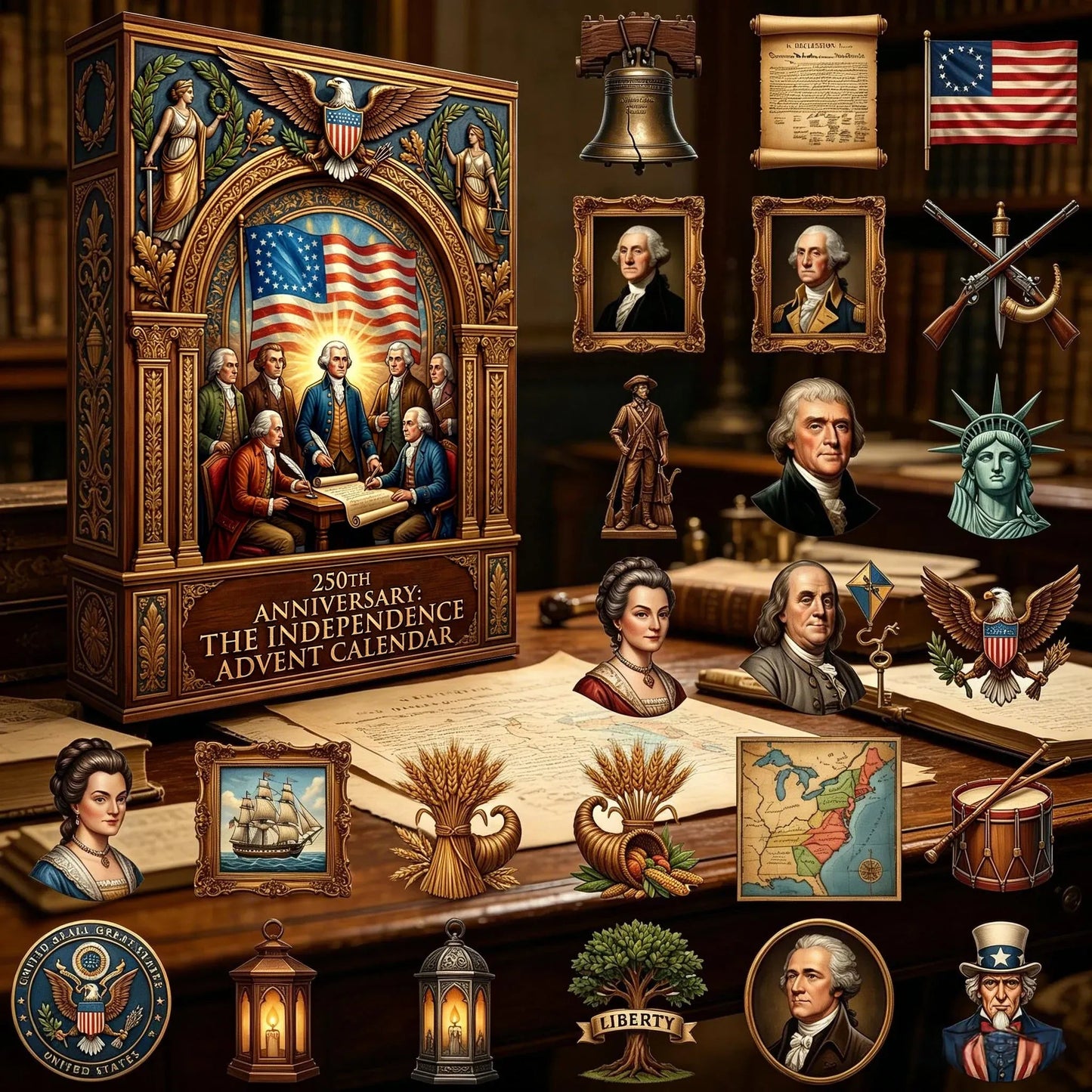 🇺🇸 LAST CHANCE — 250th ANNIVERSARY EDITION 🎖️ The Independence Advent Calendar 24 Days. 24 Stories. One Nation.