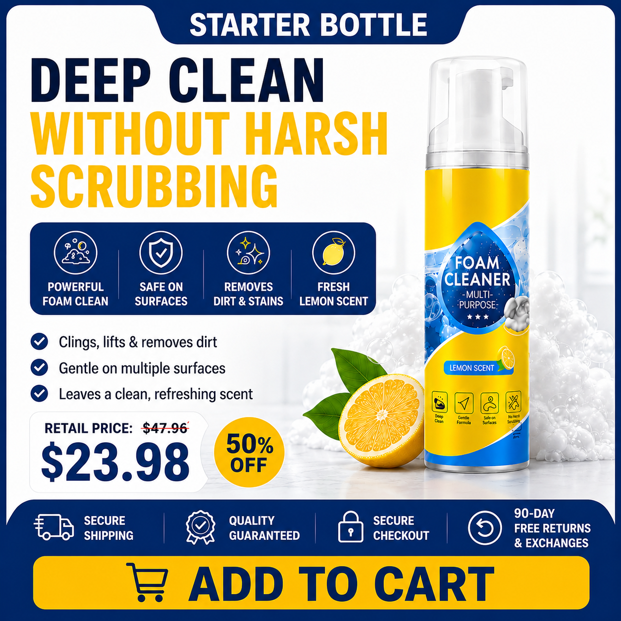 🔥 Last Day 50% OFF — Stop Chasing Drippy Sprays & Watch This Stay-Put Foam Lift Grime From Your Car, Home, Office & RV In One Easy Wipe