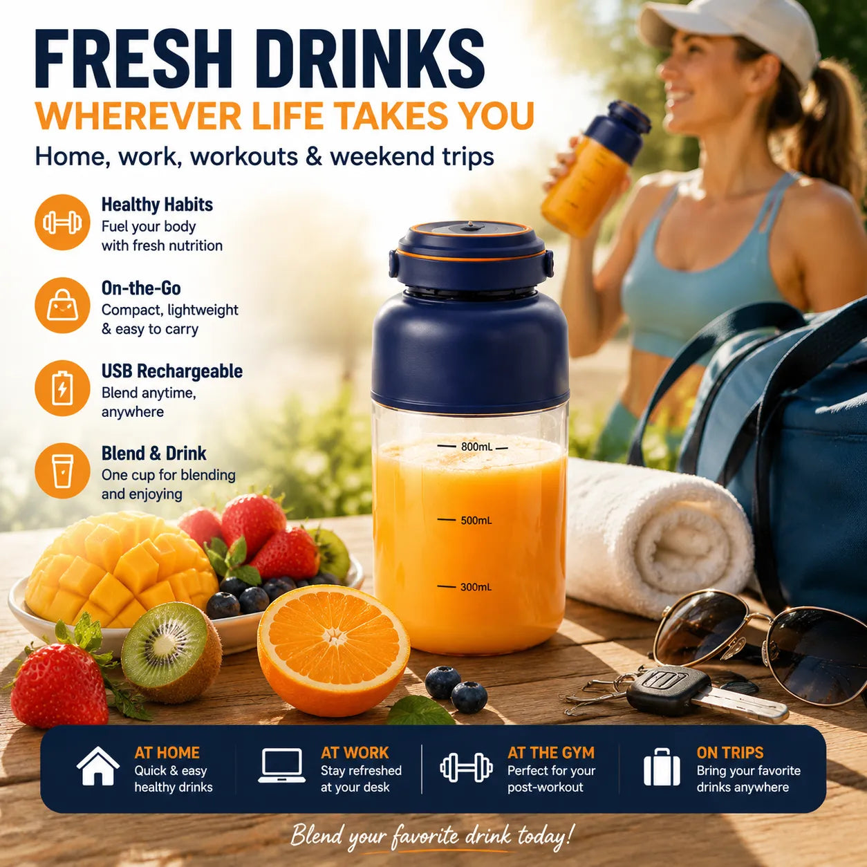 🥤 TODAY ONLY — SAVE 64% OFF ⚡🔥Portable USB Rechargeable Juicer Blender Cup🍹 Healthy lifestyle made simple — take it with you everywhere!