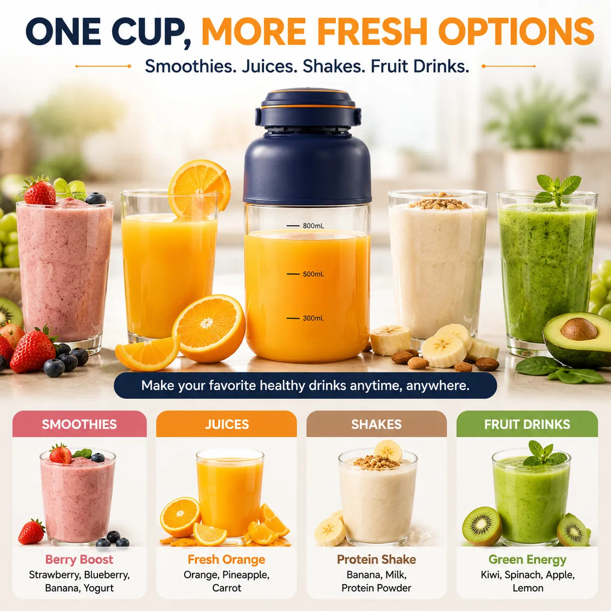 🥤 TODAY ONLY — SAVE 64% OFF ⚡🔥Portable USB Rechargeable Juicer Blender Cup🍹 Healthy lifestyle made simple — take it with you everywhere!