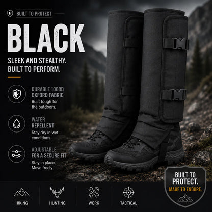 Protective Snake Guard Gaiters – Reinforced Lower-Leg Safety for Hiking, Hunting, Camping & Outdoor Work, Adjustable Over Boots – 4 Durable Colors