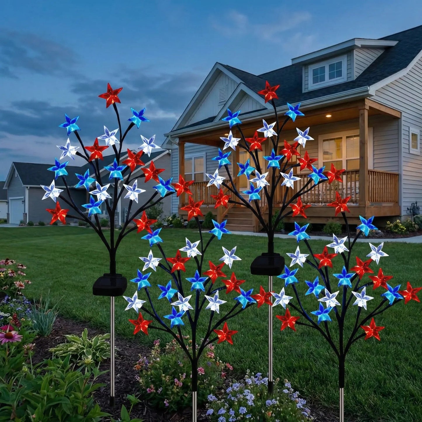🎉 LAST DAY 49% OFF ⭐ Solar Patriotic Star Lights 🇺🇸 Turn Your Yard Into a Nighttime Celebration