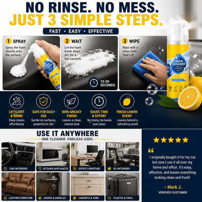 🔥 Last Day 50% OFF — Stop Chasing Drippy Sprays & Watch This Stay-Put Foam Lift Grime From Your Car, Home, Office & RV In One Easy Wipe